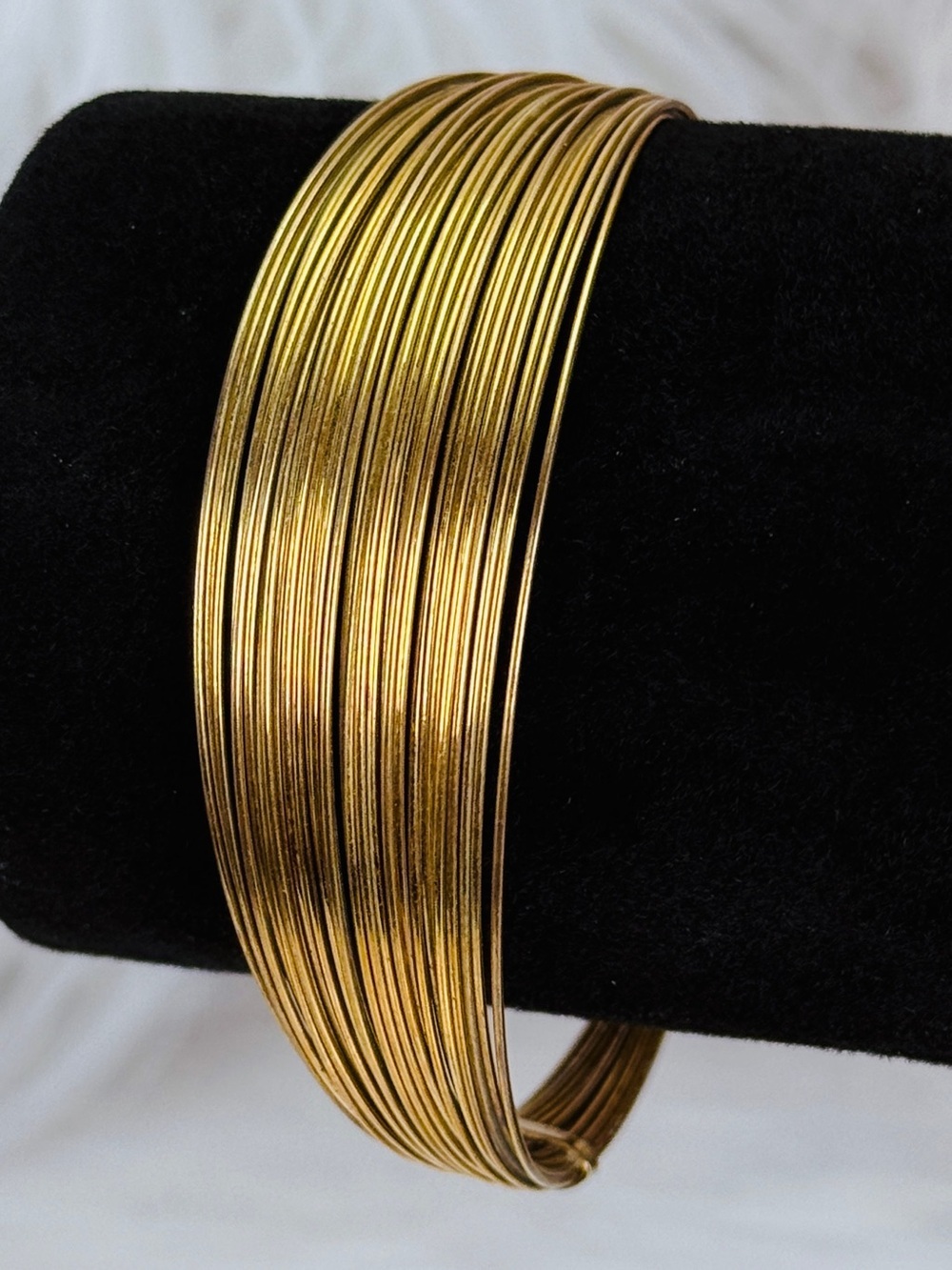 Vintage aged brass tone, multi wire cuff bracelet
